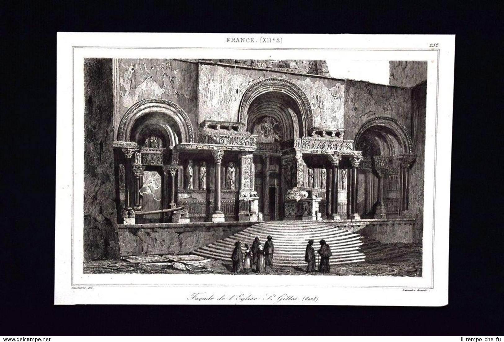 Facade de l'Eglise St. Gilles, France Incisione del 1850 L'Univers …
