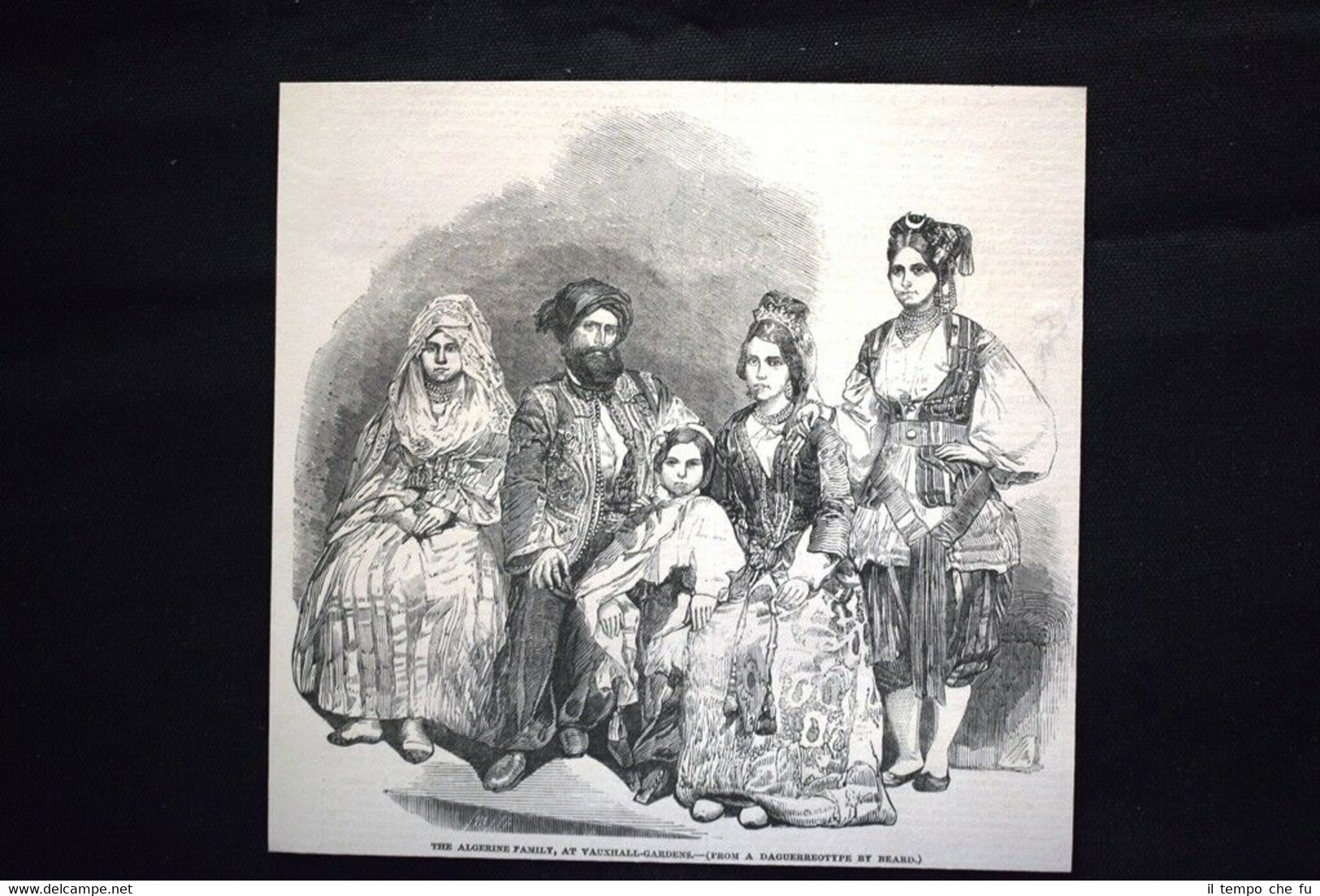 Famiglia Algerina, ai giardini Vauxhal-Dagherrotipo di Beard Incisione del 1851