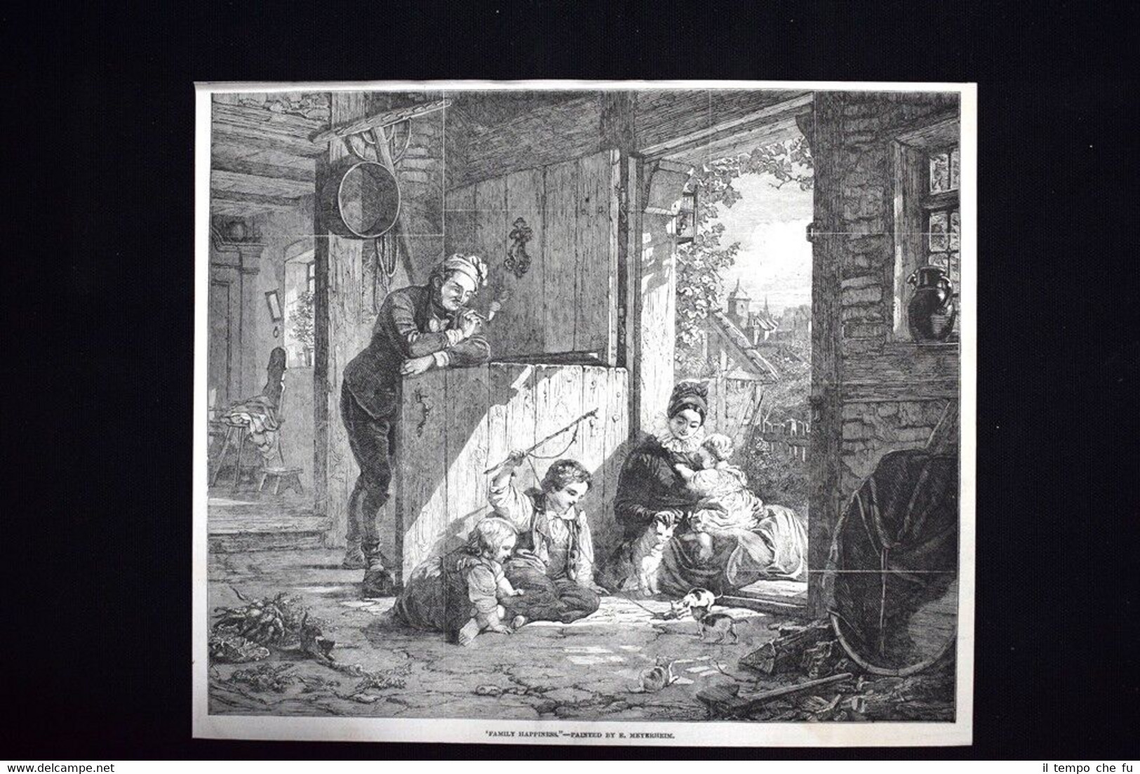 Felicità di famiglia - Dipinto di E. Meyerheim Incisione del …