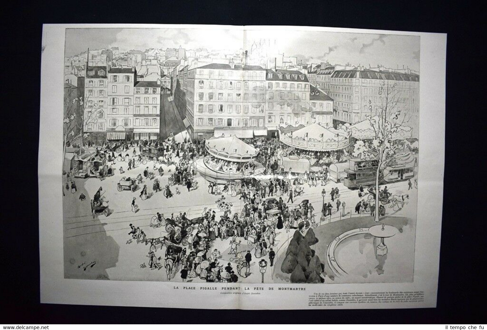 Festa di Montmartre, Piazza Pigalle-Sud dell'Orano-Relitto Lutin Stampa del 1906