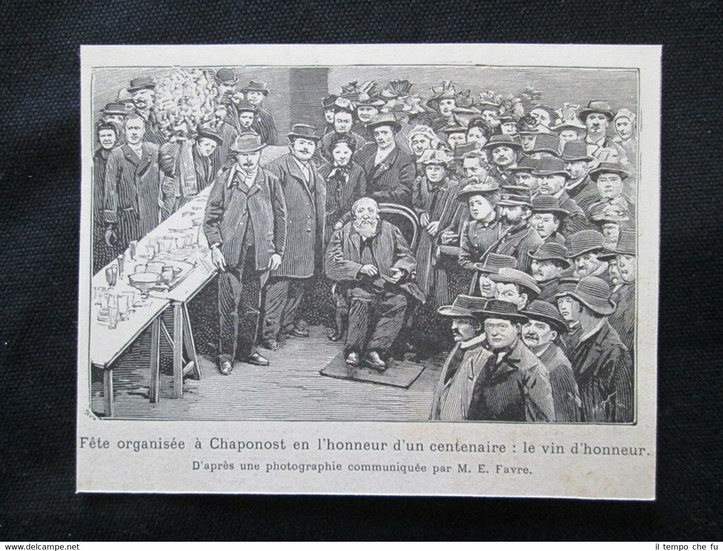 Festa organizzata a Chaponost in onore di un centenario Incisione …