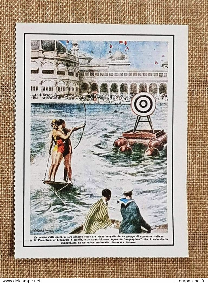 Figurina originale La Domenica del Corriere 1926 San Francisco Tiro …
