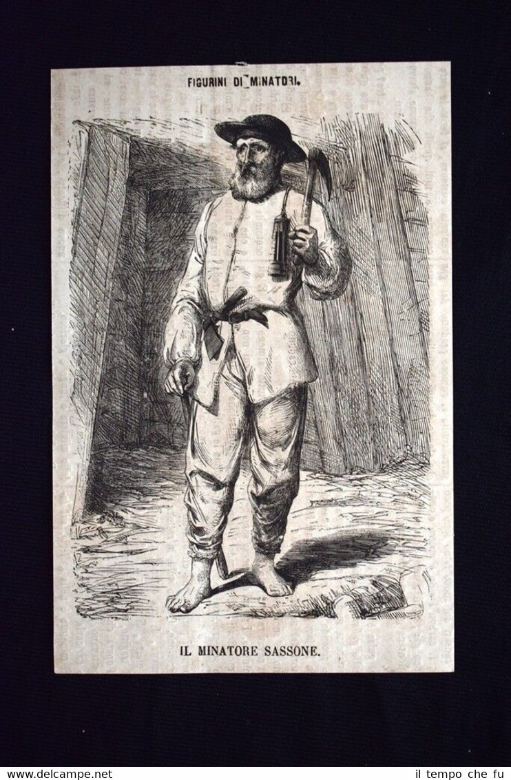 Figurini di minatori - Il minatore sassone Incisione del 1869