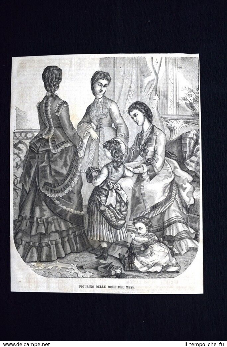 Figurino delle mode del mese+Chiesa di Sant'Ambrogio,Parigi Incisione del 1871