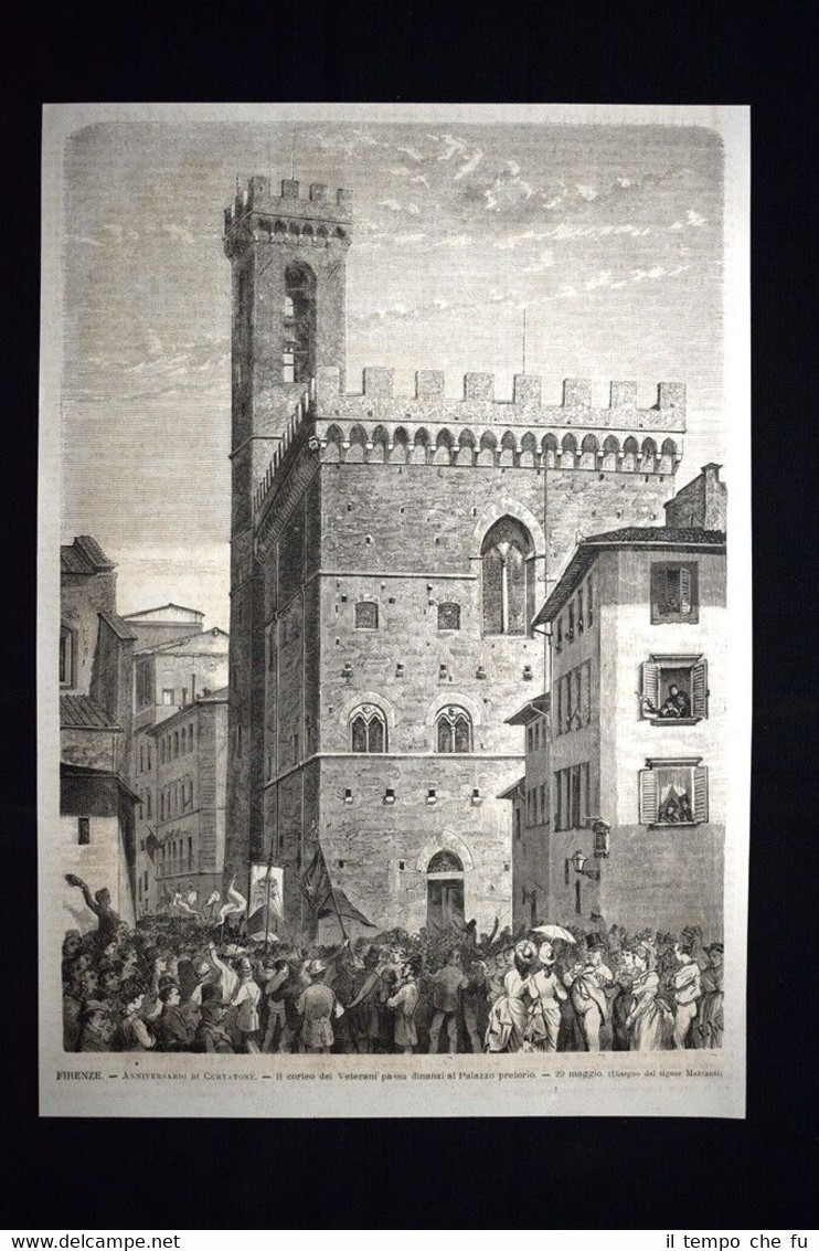 Firenze, 29 maggio 1876: Anniversario di Curtatone Incisione del 1876