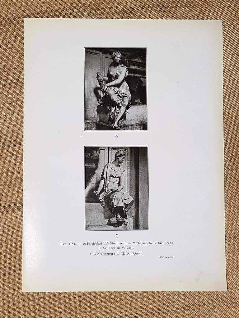 Firenze nel 1917 Monumento a Michelangelo del Vasari Particolare V.Cioli …