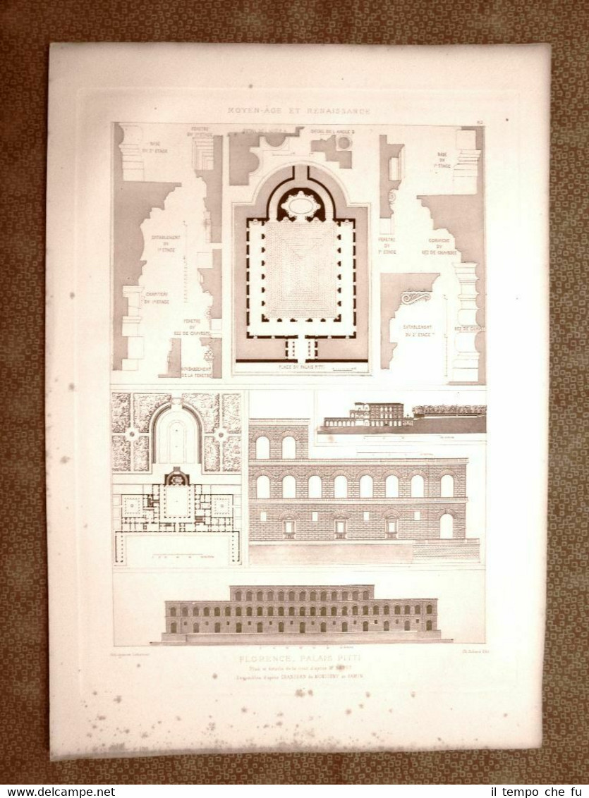 Firenze Palazzo Pitti Toscana (1) Incisione del 1897 Lemercier