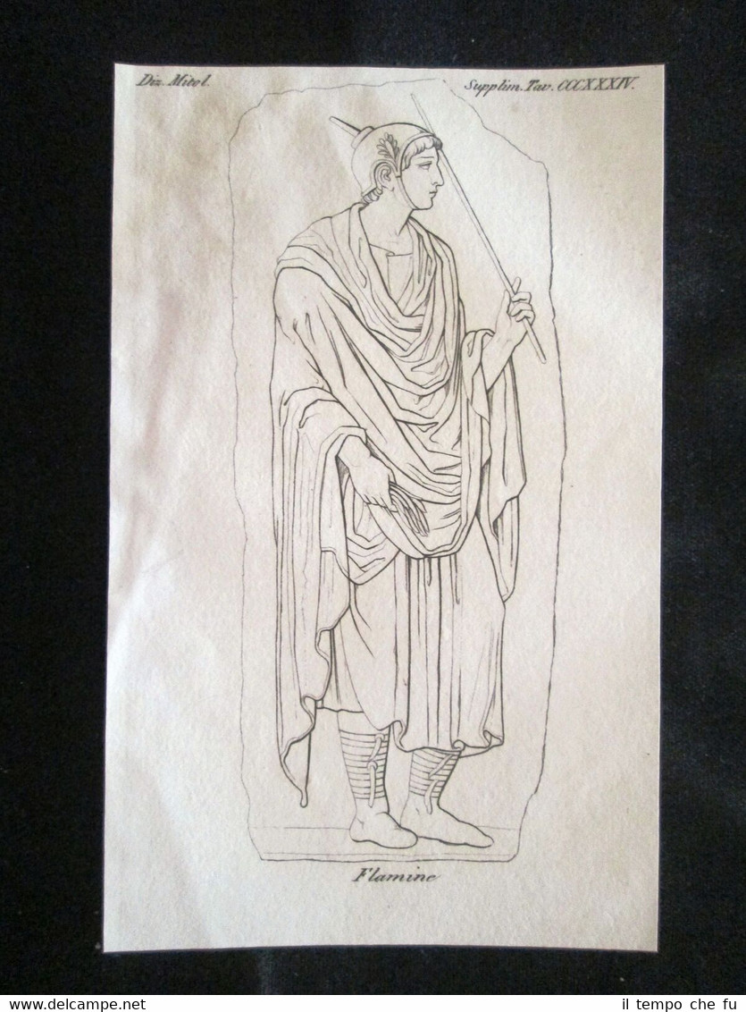 Flamine Incisione all'acquaforte del 1820 Mitologia Pozzoli