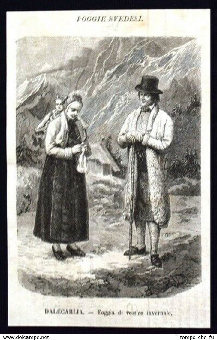 Foggie Svedesi - Dalecarlia - Foggia di vestire invernale Incisione …