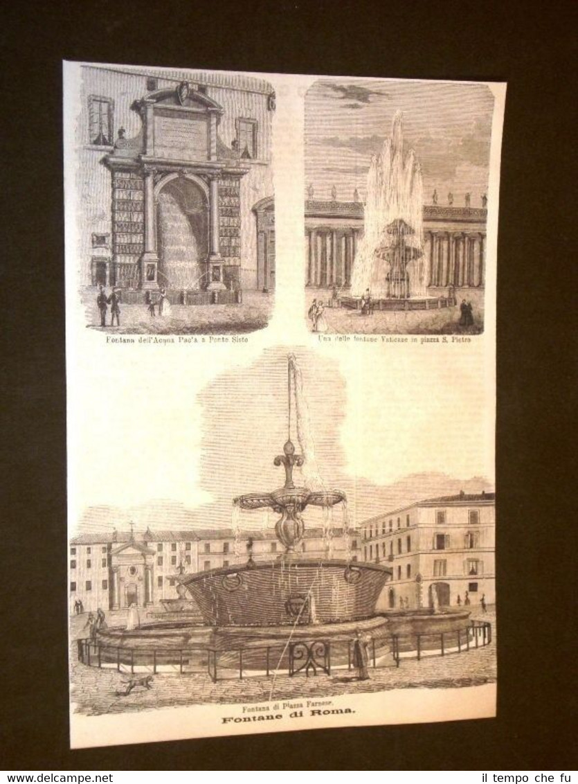 Fontane a Roma nel 1869 Acqua Paola a Ponte Sisto, …