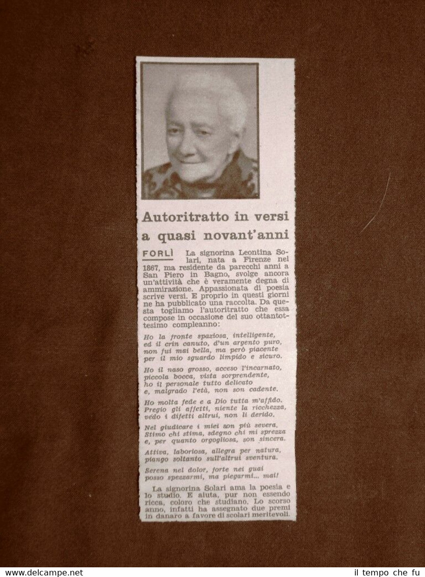 Forlì nel 1956 La poetessa novantenne Leontina Solari