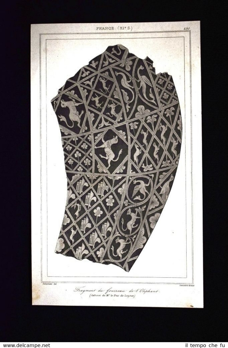 Fourreau de l'Oliphant, France Incisione del 1850 L'Univers pittoresque