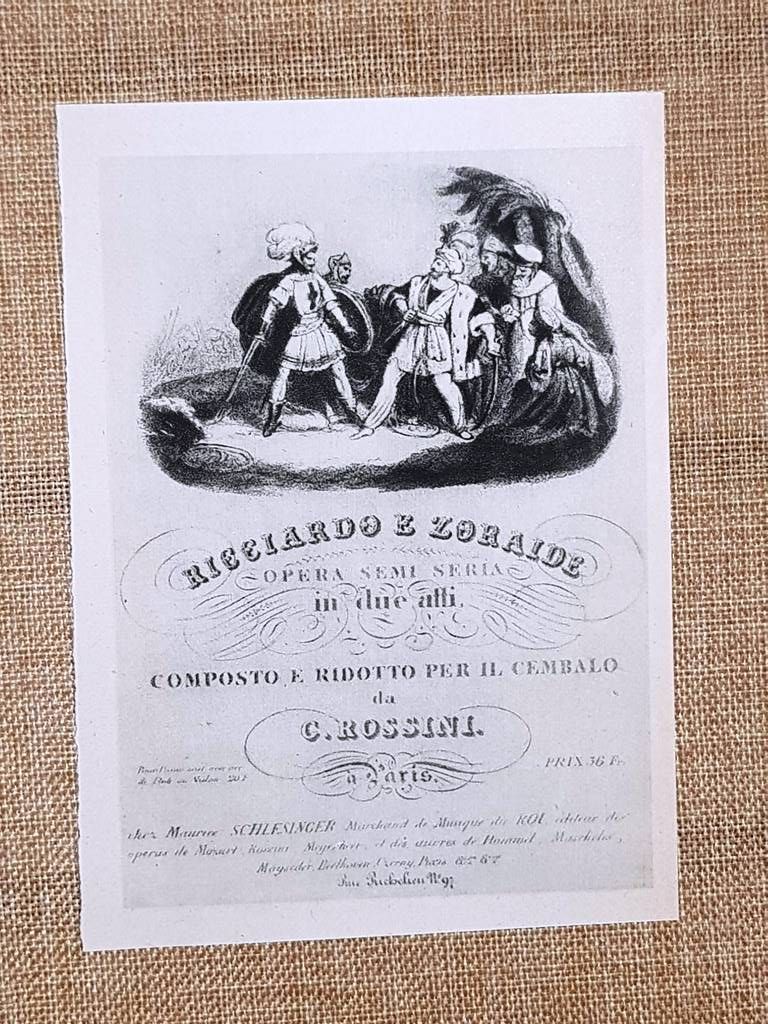 Frontespizio Partitura cembalo Ricciardo Zoraide Rossini Schlesinger Stampa 1944