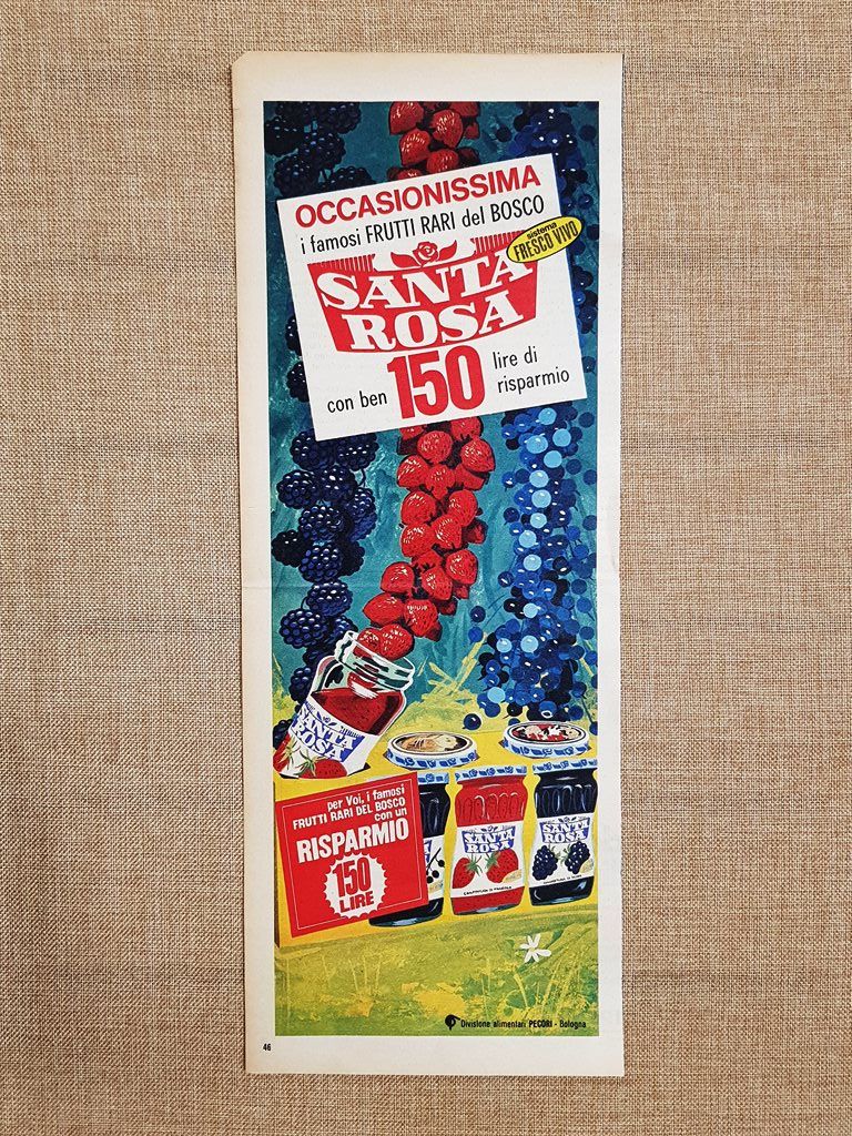 Frutti di bosco Santa Rosa Pubblicità vintage anni '70