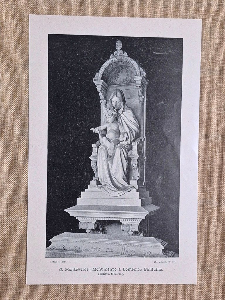 G. Monteverde Monumento Domenico Balduino 1889 Cimitero Staglieno Genova 1900