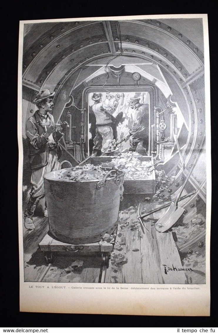 Galleria scavata sotto il letto della Senna Incisione del 1894