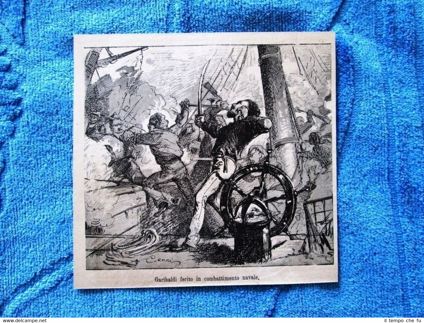 Garibaldi ferito in combattimento navale