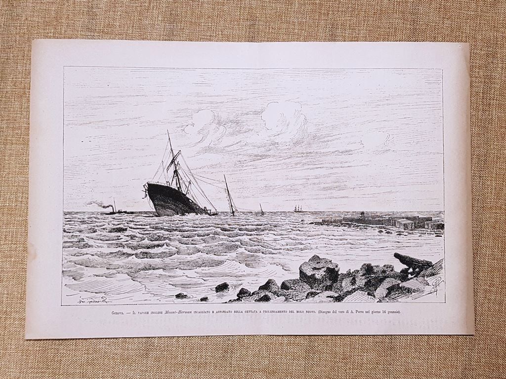 Genova 16 gennaio 1881 Vapore inglese Mount-Herman incagliato e affondato