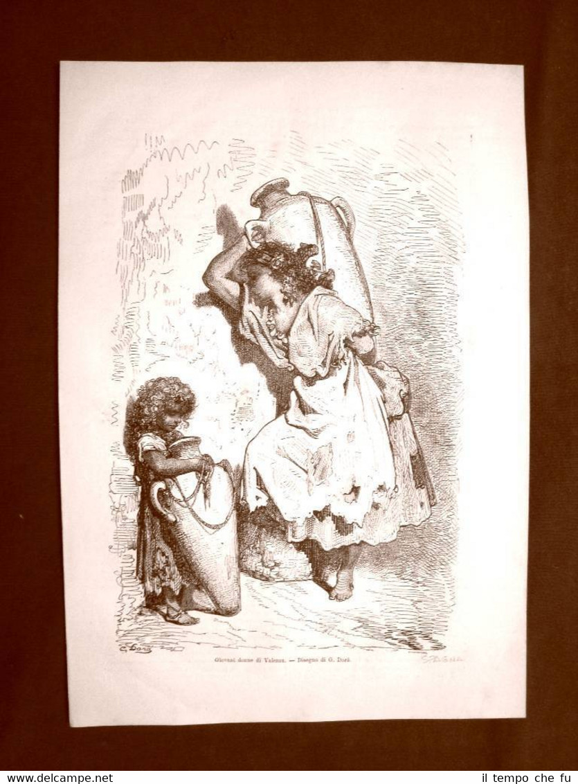 Giovani donne di Valenza nel 1863 Spagna Disegno di Gustave …