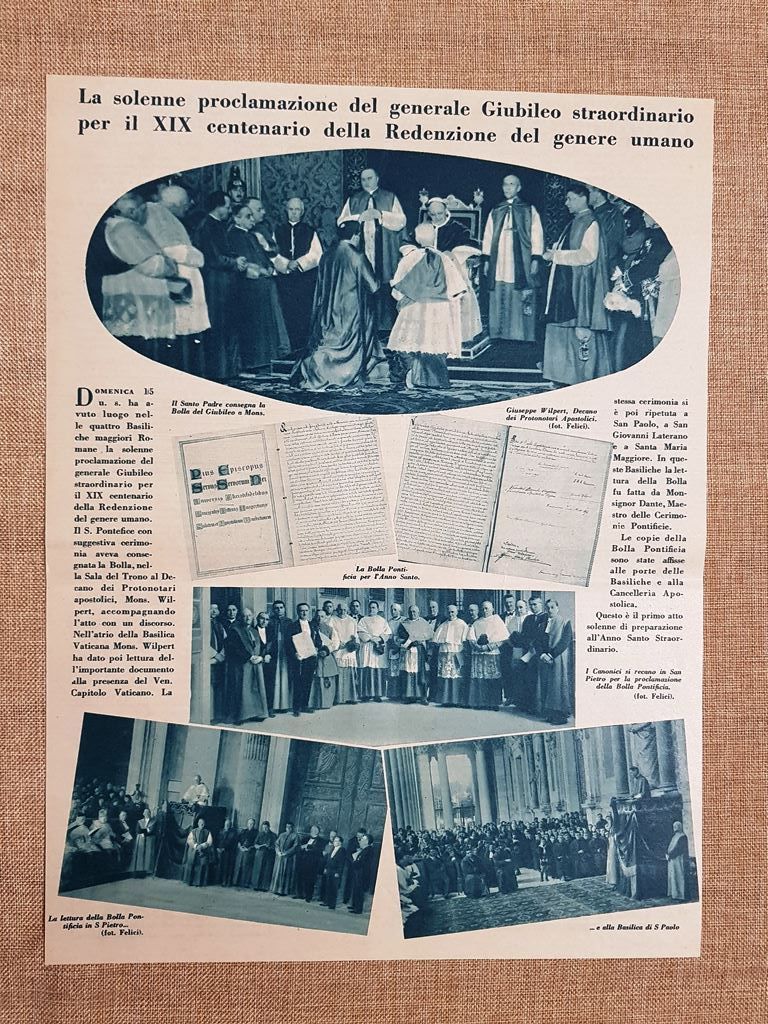 Giubileo straordinario di Papa Pio XI nel 1933 XIX anniversario …