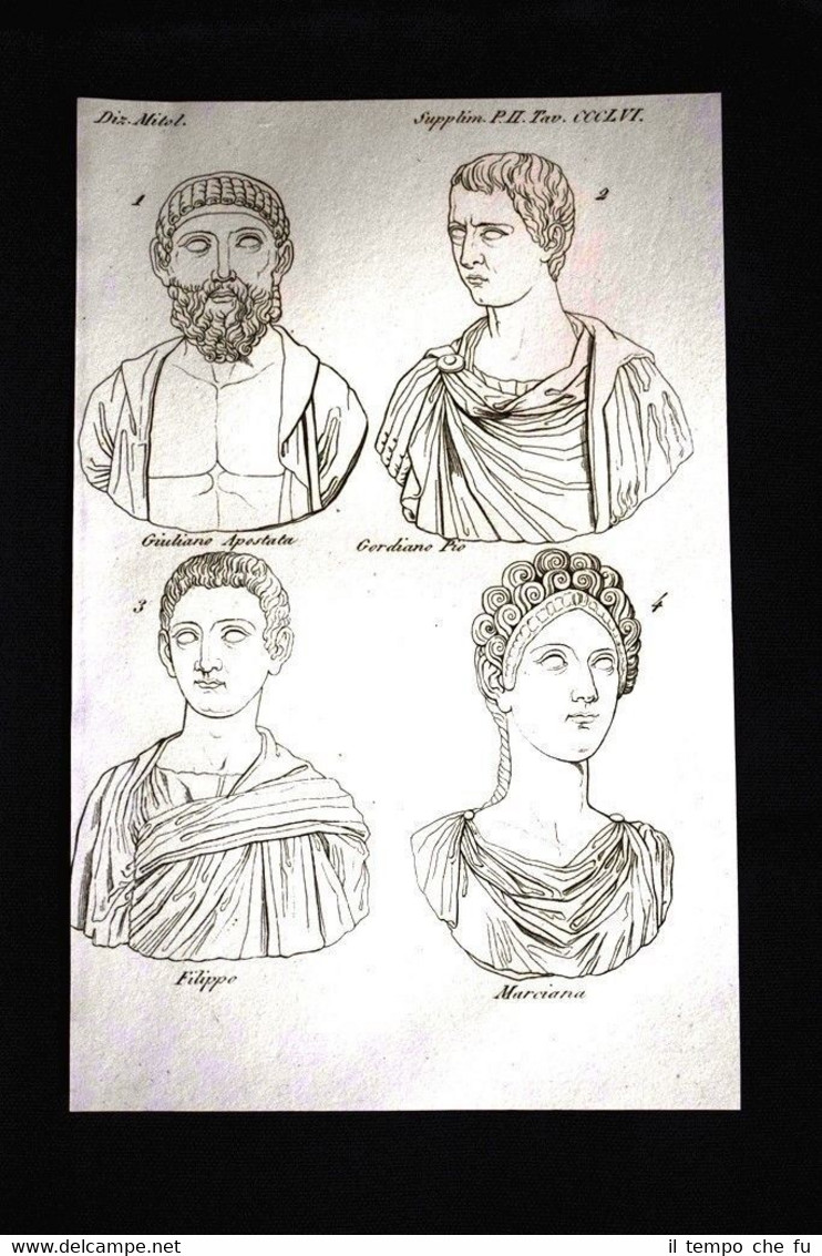 Giuliano Gordiano Filippo Incisione all'acquaforte del 1820 Mitologia Pozzoli