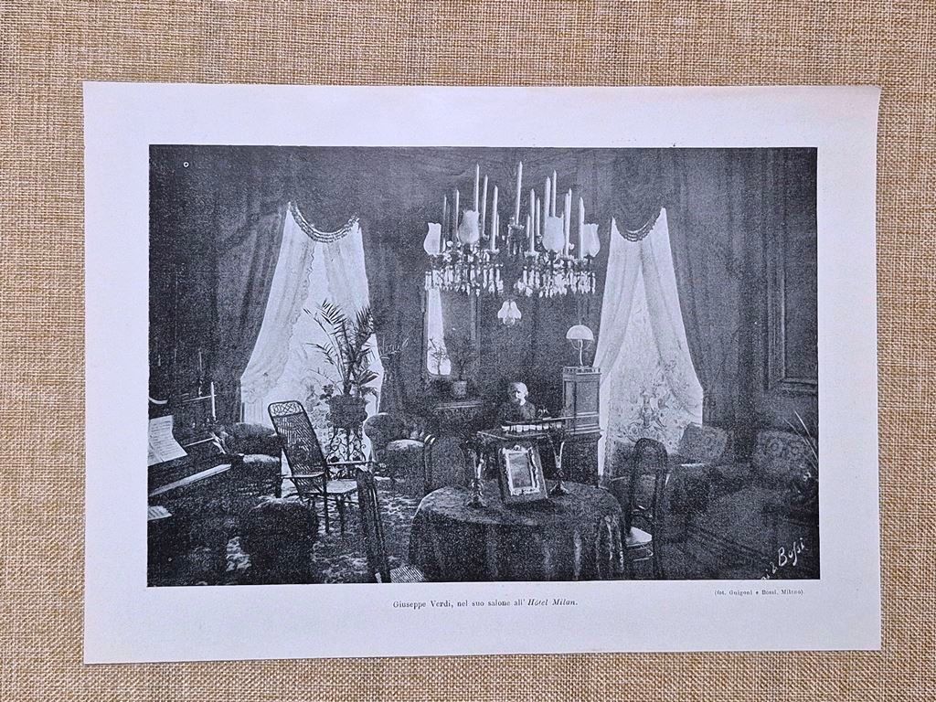 Giuseppe Verdi nel suo salone all’Hotel Milan Stampa del 1901