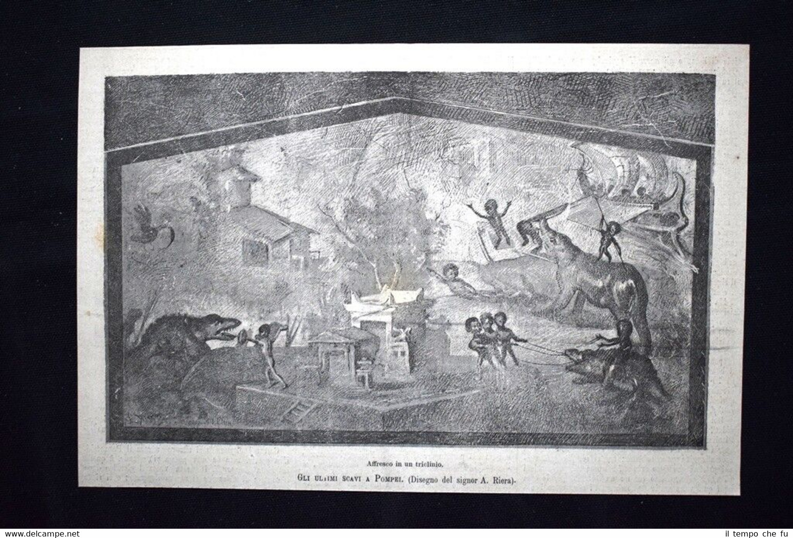 Gli ultimi scavi a Pompei Affresco in un triclinio Incisione …