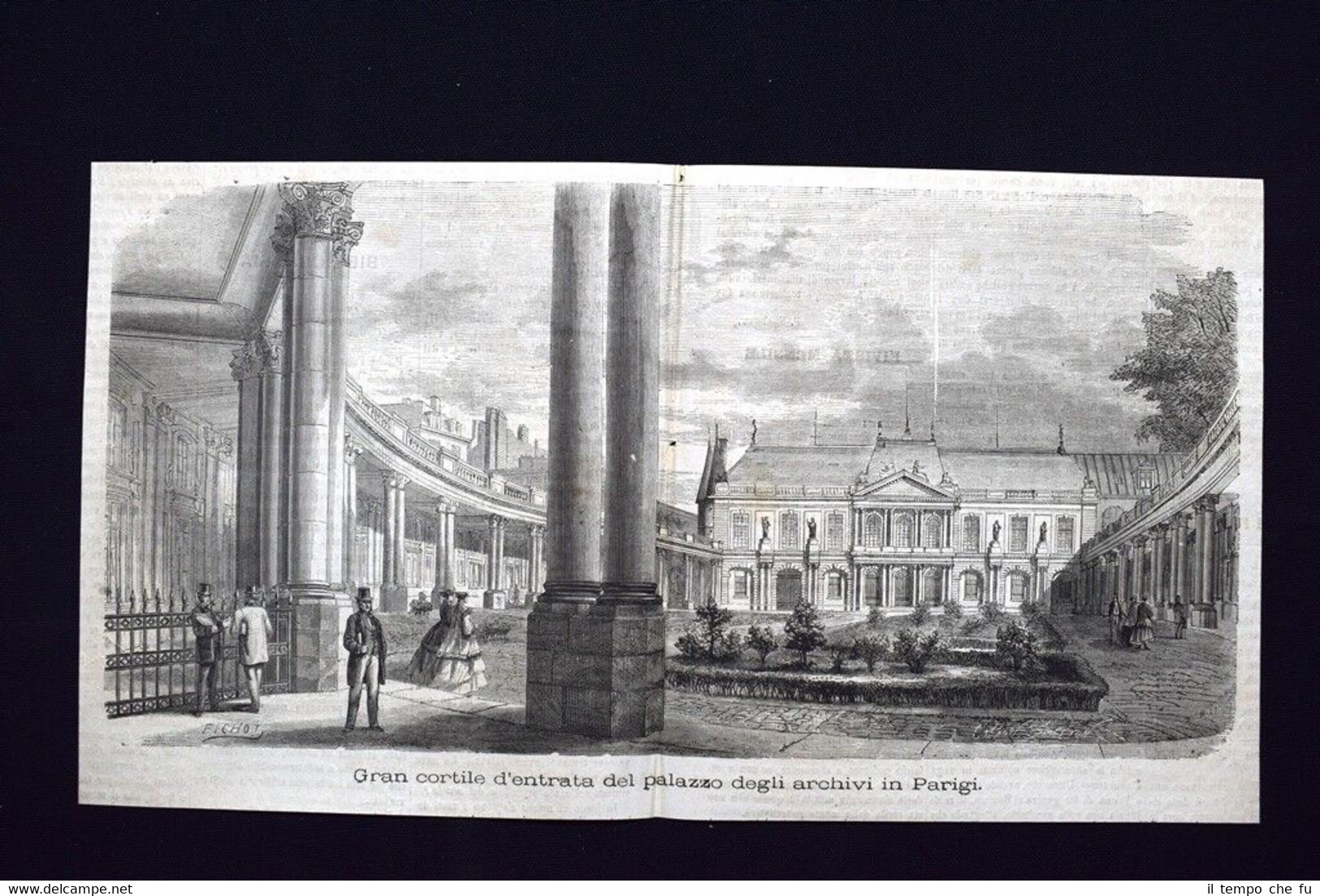 Gran cortile d'entrata del palazzo degli archivi in Parigi Incisione …