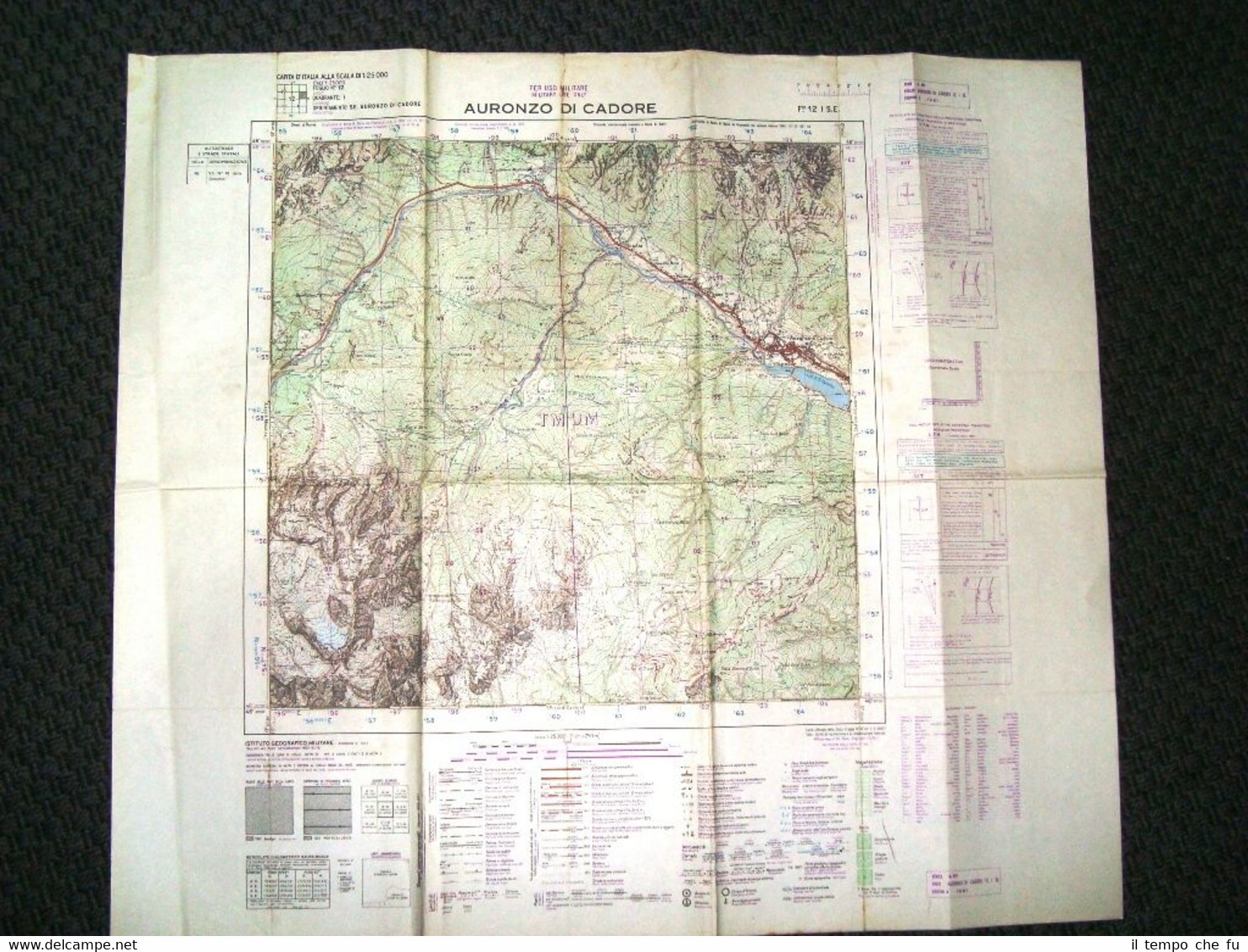 Grande carta topografica Auronzo di Cadore Belluno Veneto Dettagliatissima IGM