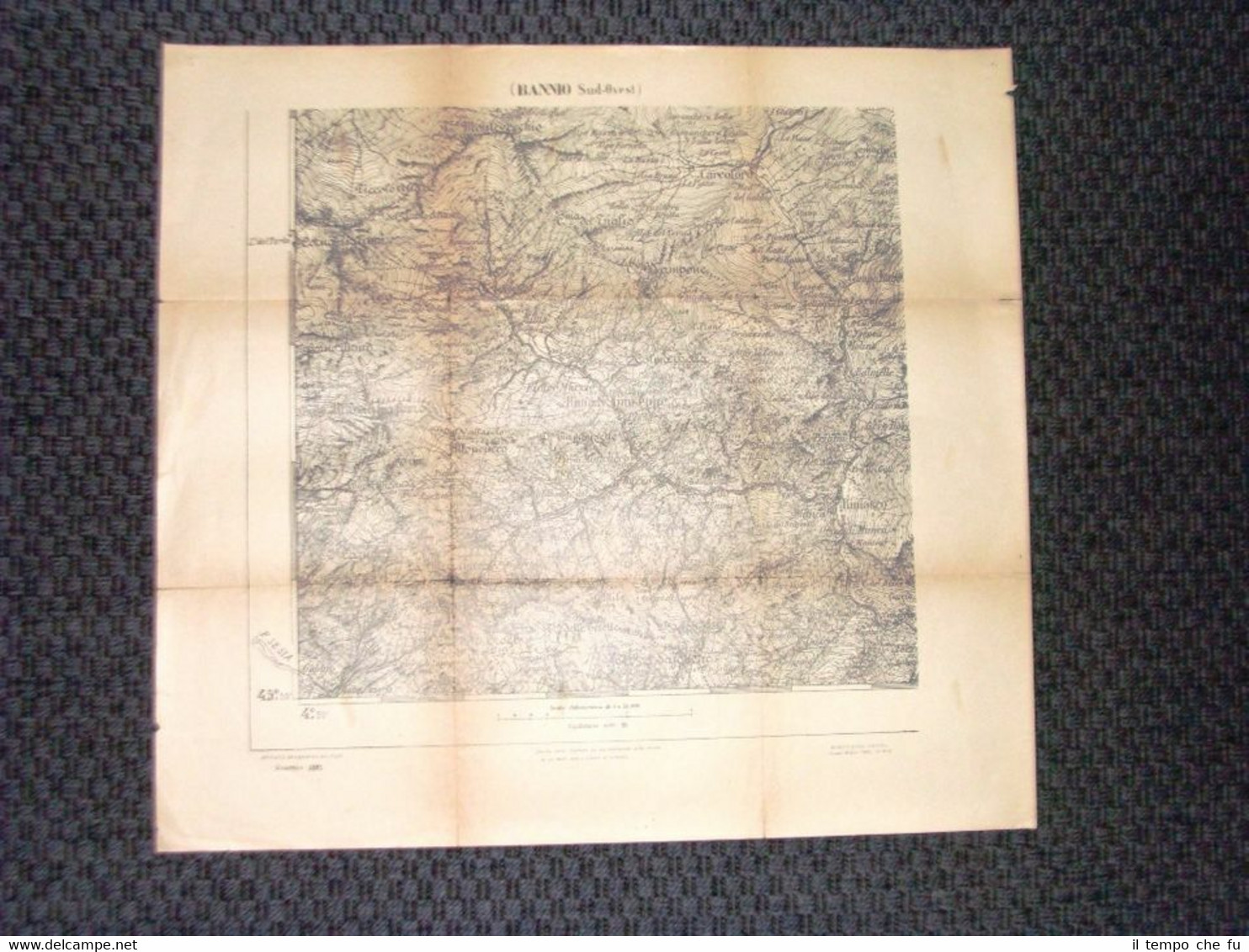 Grande carta topografica Banno o Bànno (Sud-Ovest) Dettagliatissima I.G.M.
