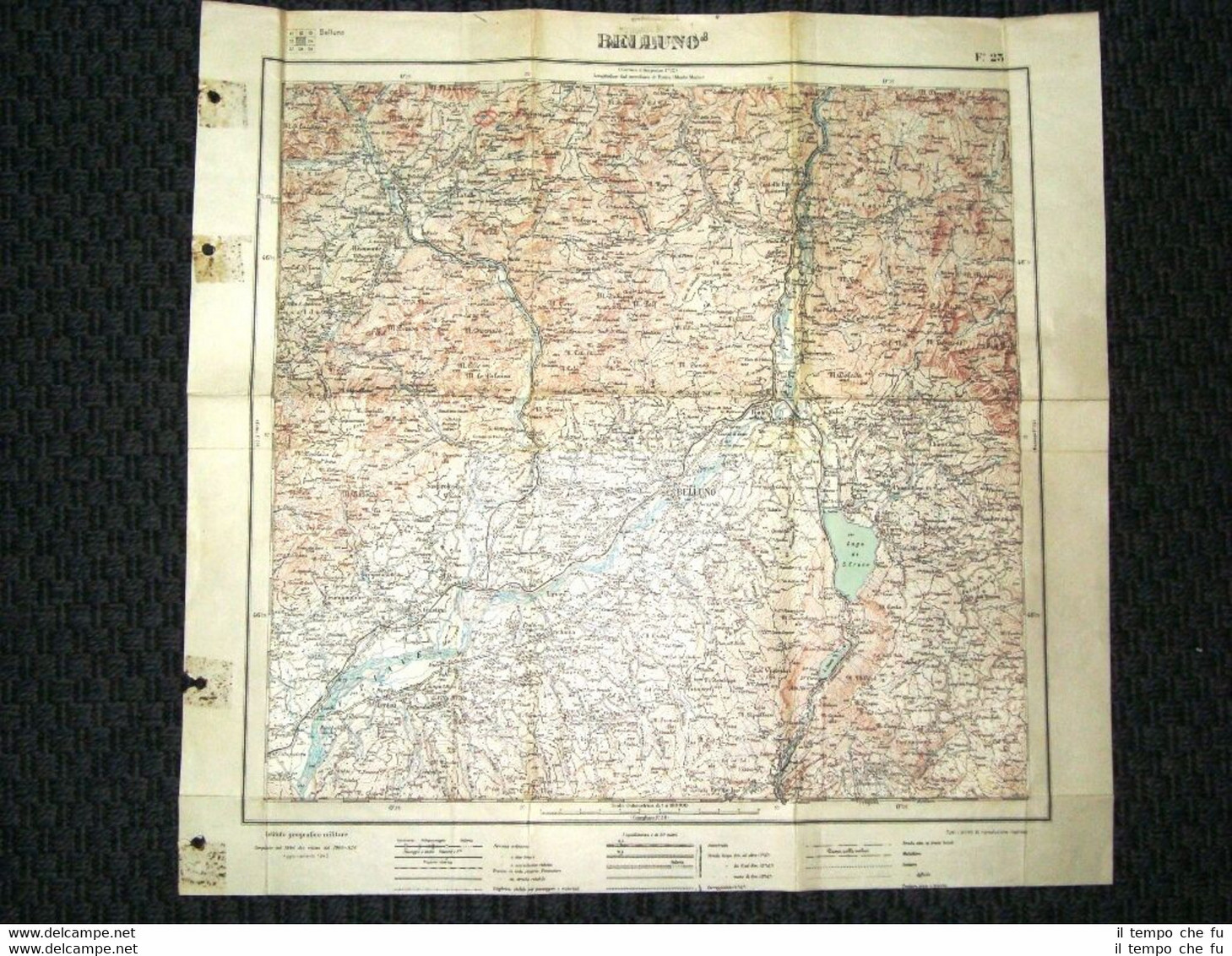 Grande carta topografica Belluno Veneto Dettagliatissima I.G.M.