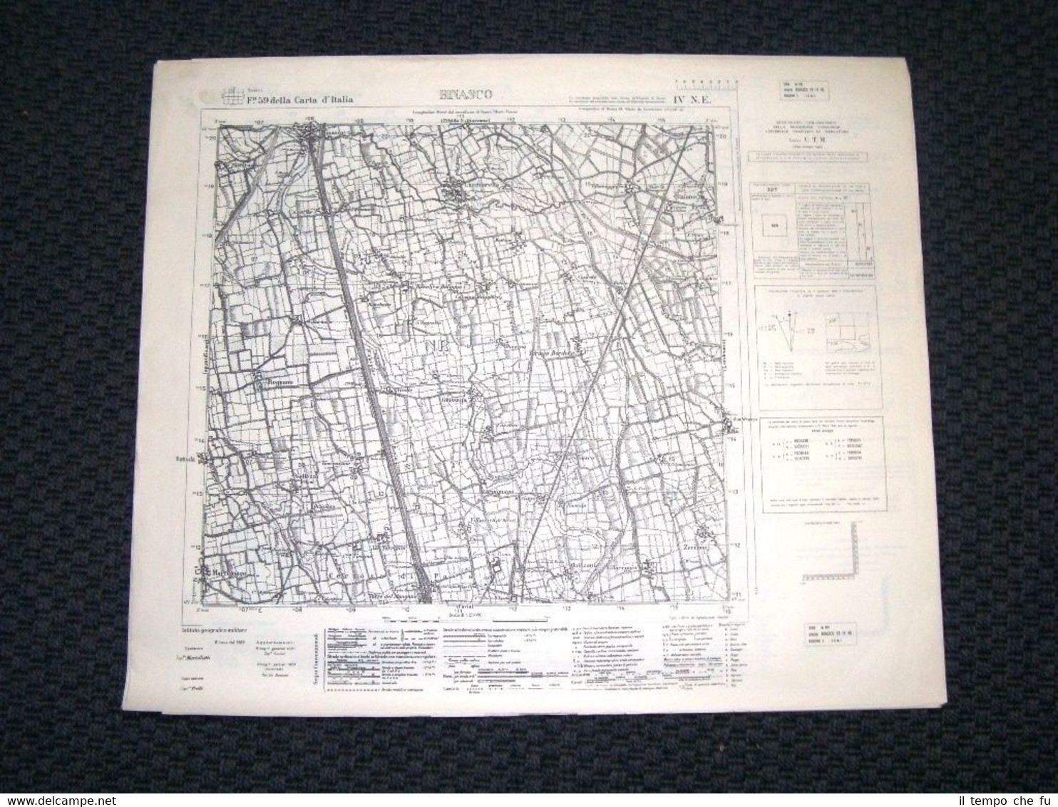 Grande carta topografica Binasco e dintorni Dettagliatissima I.G.M.