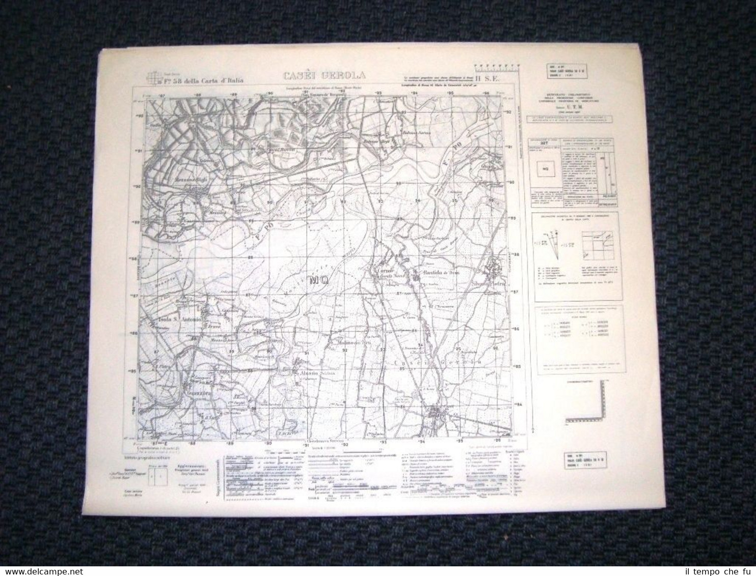 Grande carta topografica Casei Gerola e dintorni Dettagliatissima I.G.M.