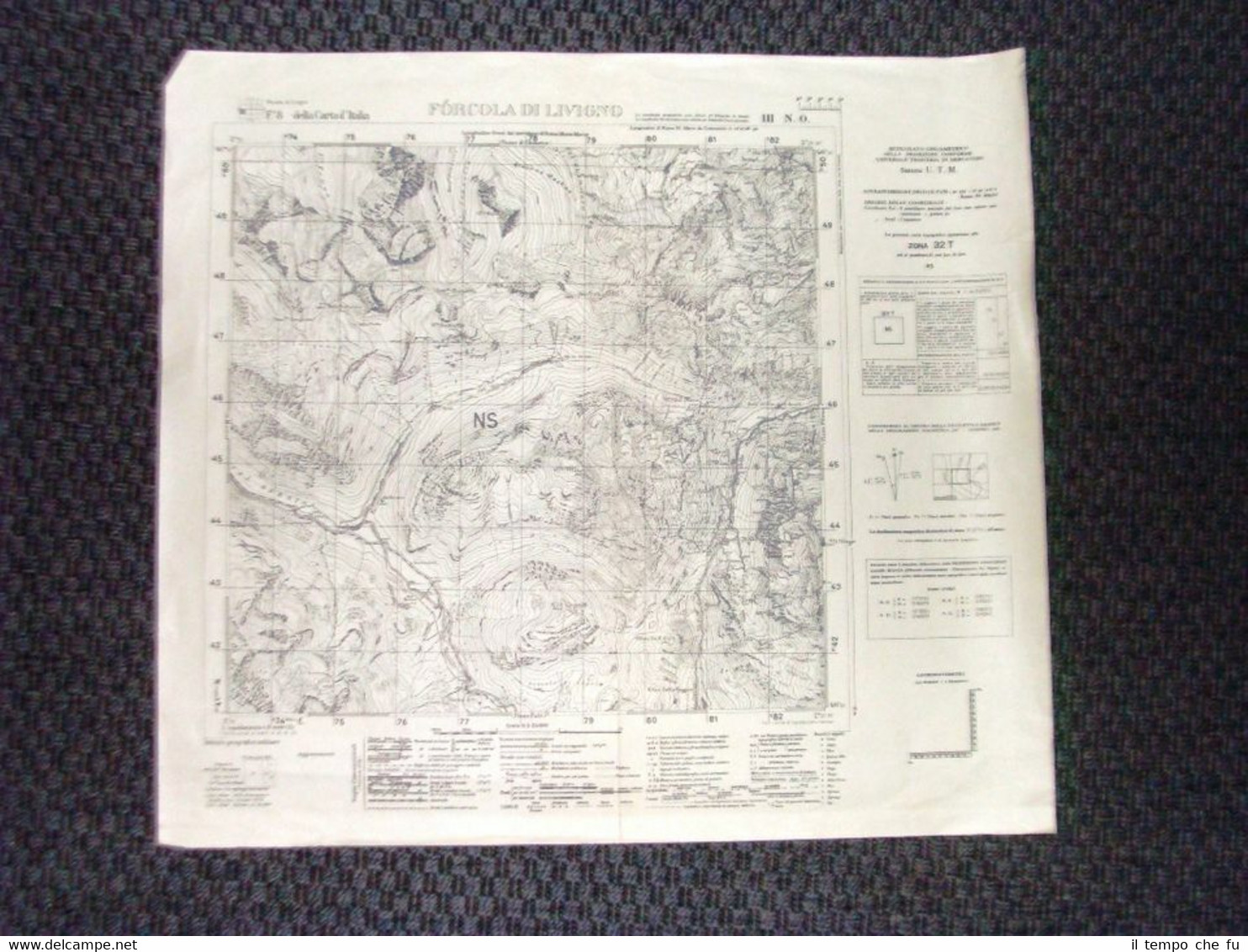 Grande carta topografica Forcola di Livigno Lombardia Dettagliatissima I.G.M.