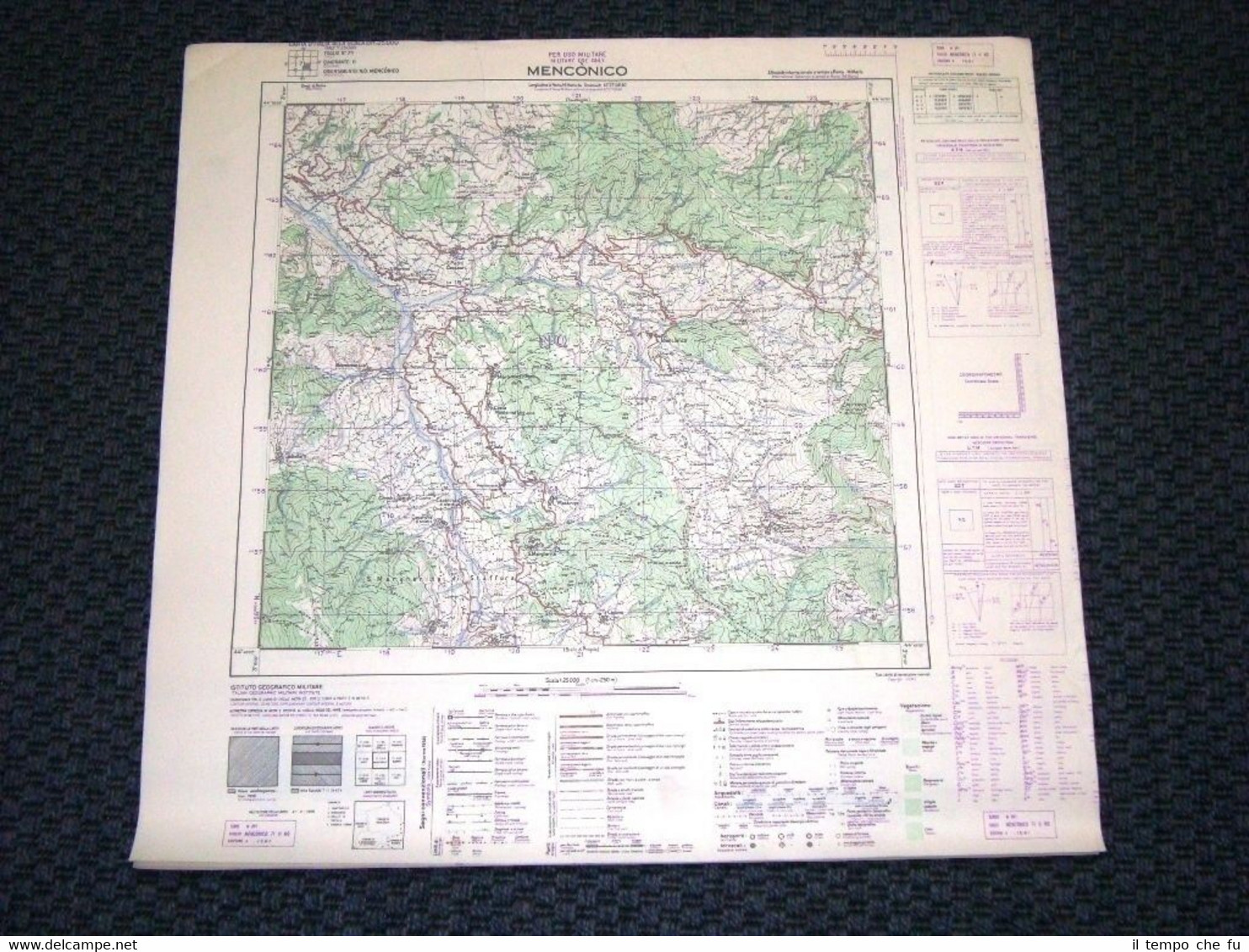 Grande carta topografica Menconico e dintorni Dettagliatissima I.G.M.