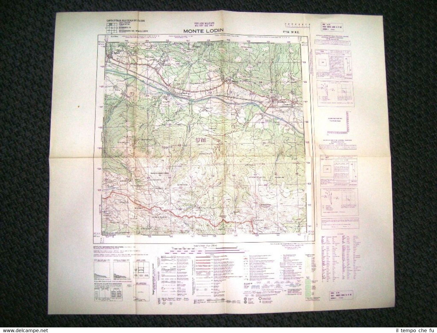 Grande carta topografica Monte Lodin o Findenigkofel Dettagliatissima I.G.M.