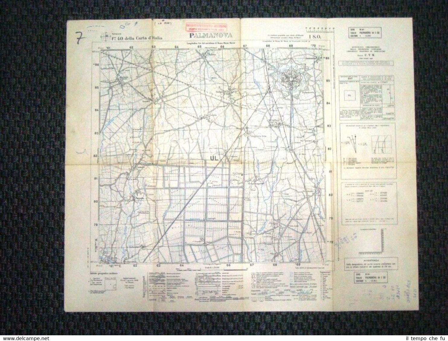 Grande carta topografica Palmanova Udine Friuli Dettagliatia IGM