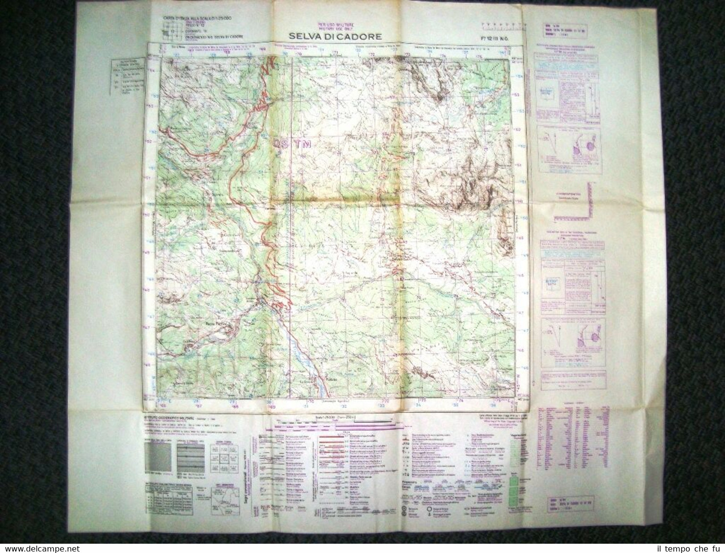 Grande carta topografica Selva di Cadore Belluno Veneto Dettagliatissima I.G.M.