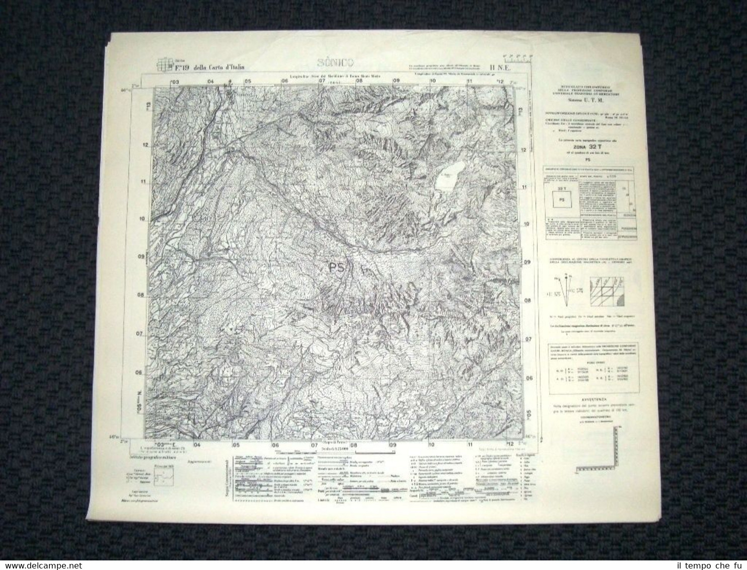 Grande carta topografica Sonico e dintorni Dettagliatissima I.G.M.