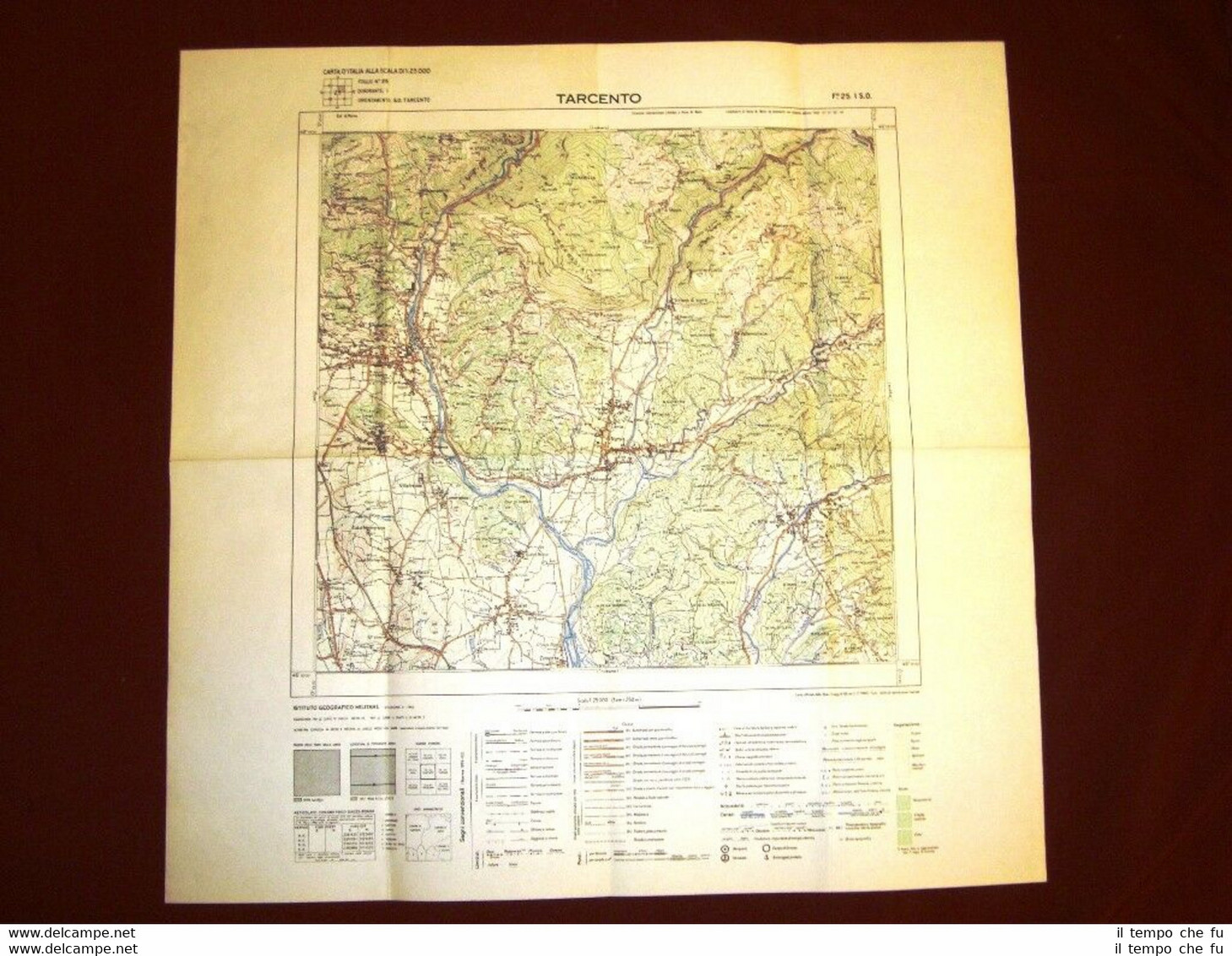 Grande carta topografica Tarcento o Tarcint Udine FriuliDettagliatissima I.G.M.