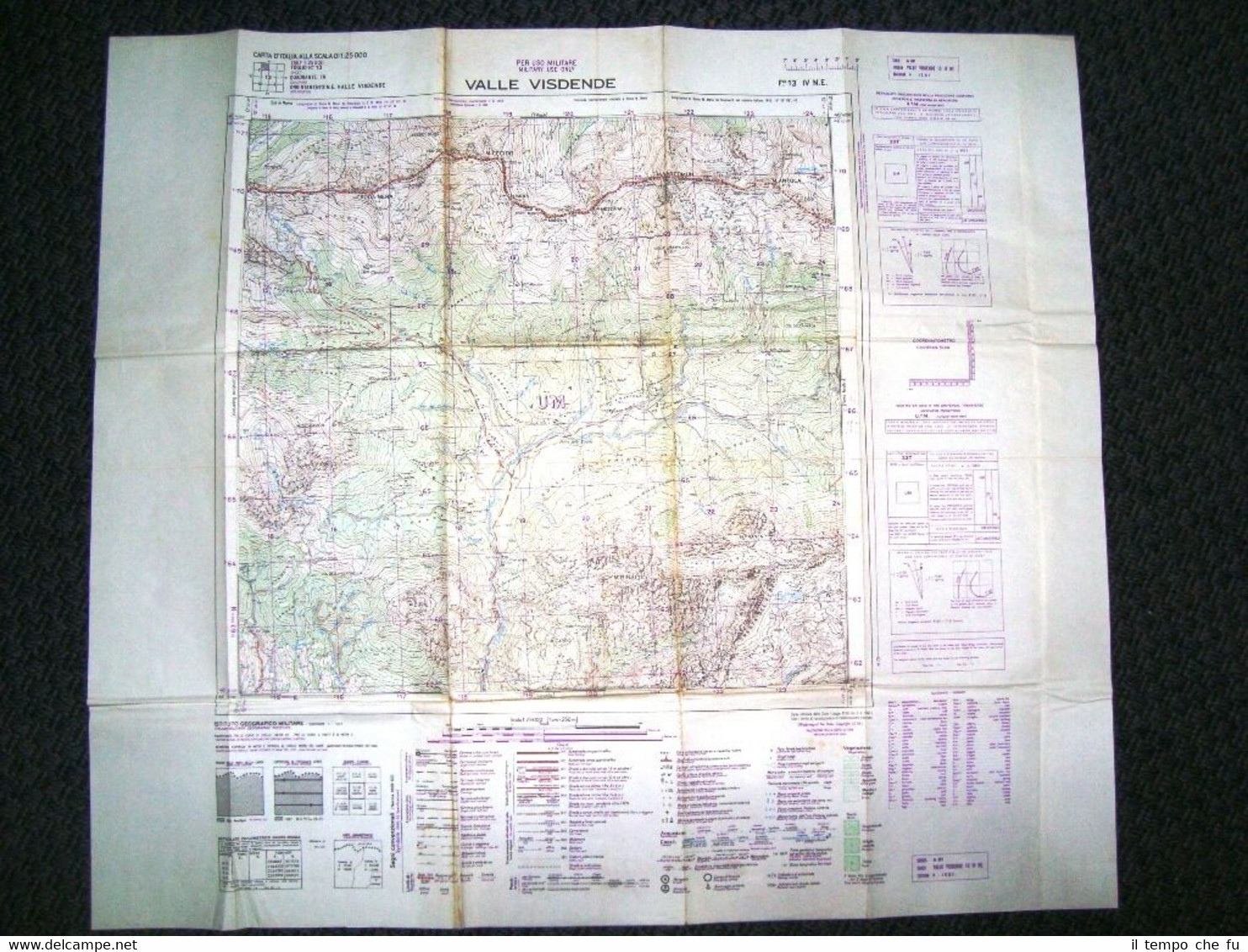 Grande carta topografica Val Valle Visdende Belluno Veneto Dettagliatissima IGM
