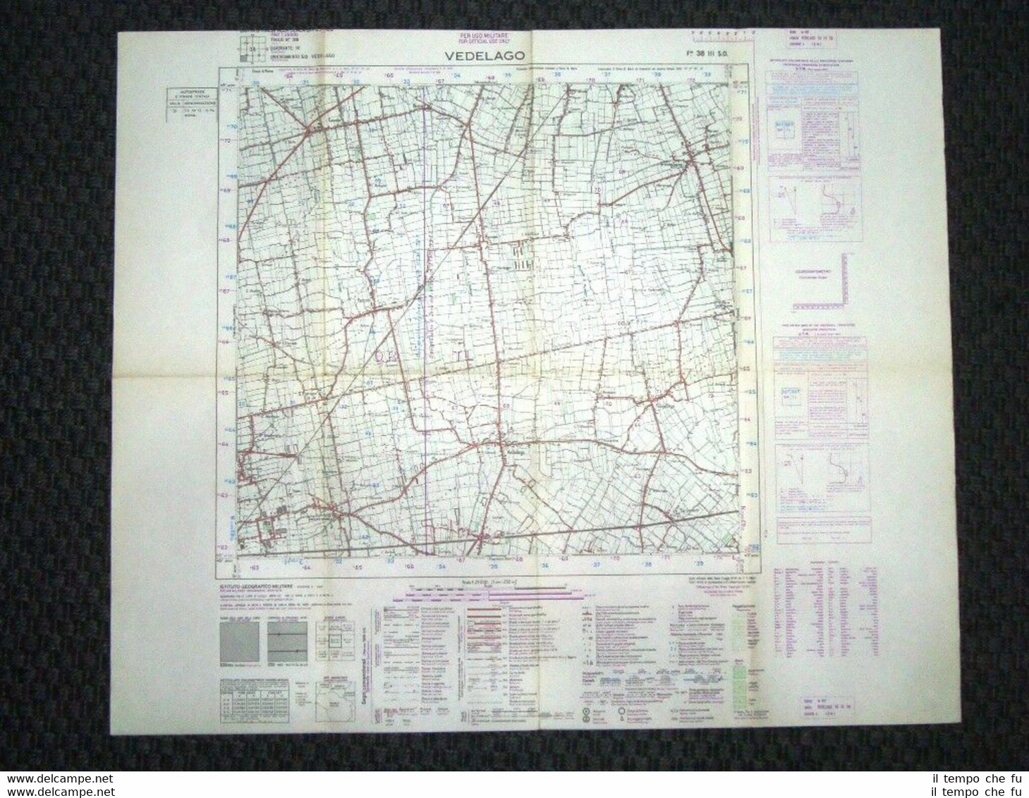 Grande carta topografica Vedelago o Vedeago Treviso Veneto Dettagliatissima IGM
