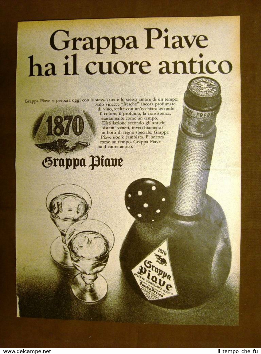 Grappa Piave 1870 Cuore antico Pubblicità vintage anni '70
