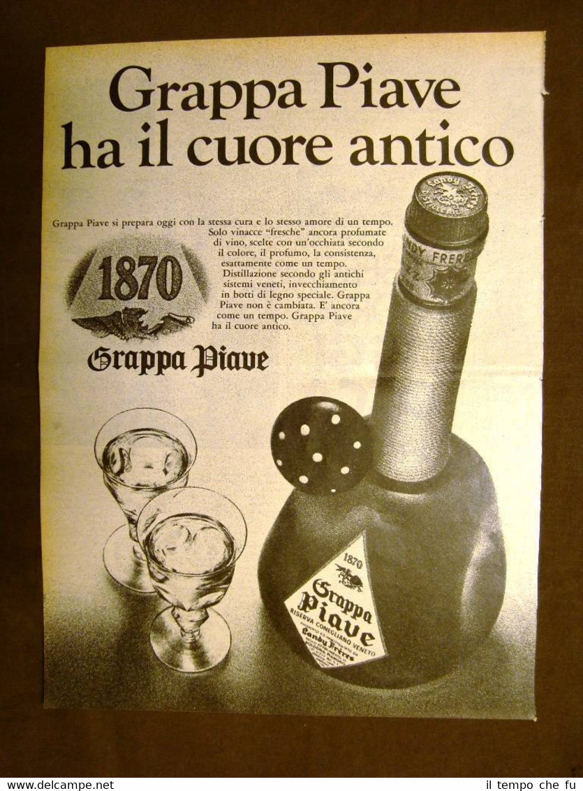Grappa Piave Ha il cuore antico Pubblicità vintage anni '70