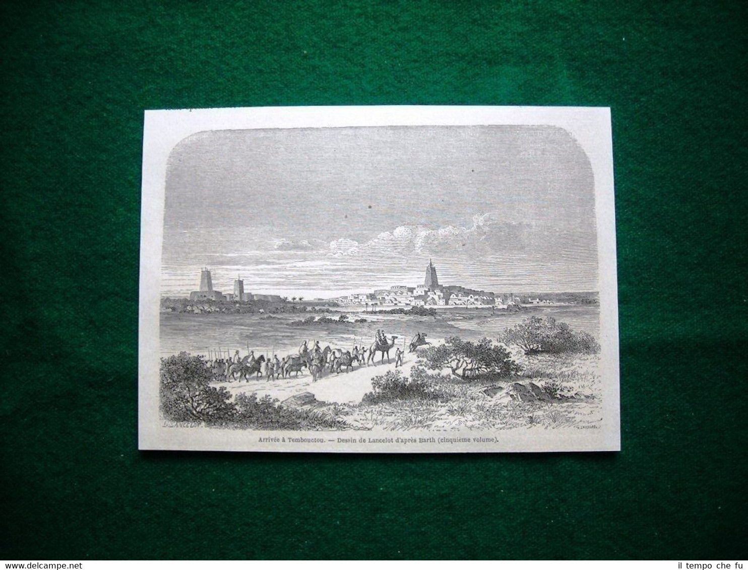 Gravure année 1860 arrivée à Tembouctou - arrivo a Timbuctù