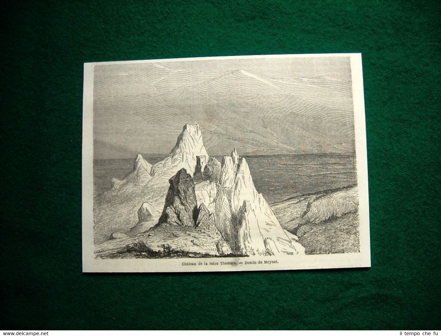 Gravure année 1860 chateau de la reine Thamara, Castello Regina …