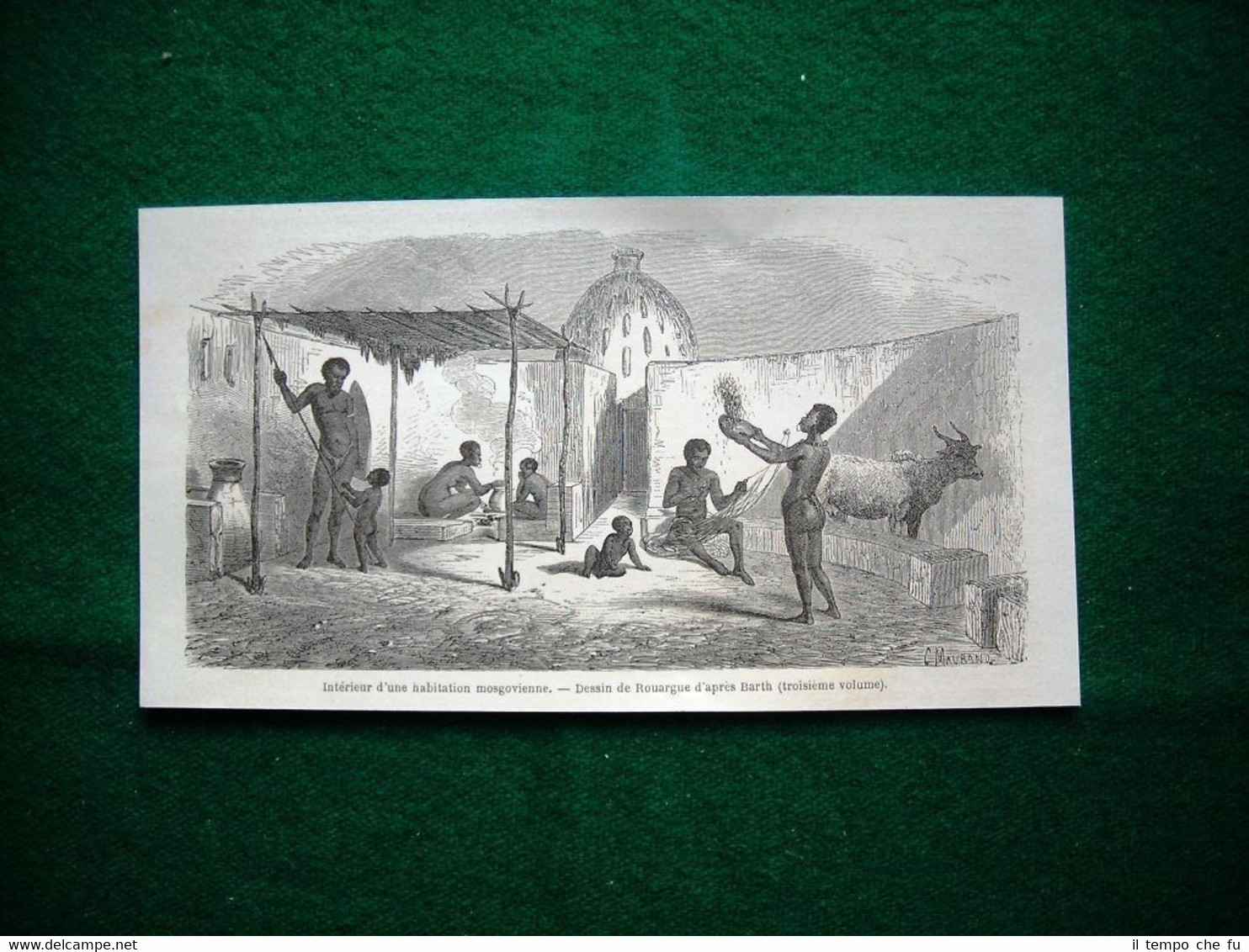 Gravure année 1860 intérieur d'une habitation mosgovienne
