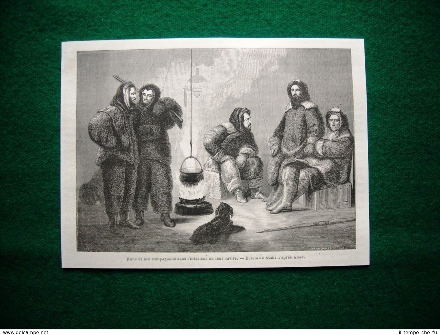 Gravure année 1860 Kane et ses compagnons