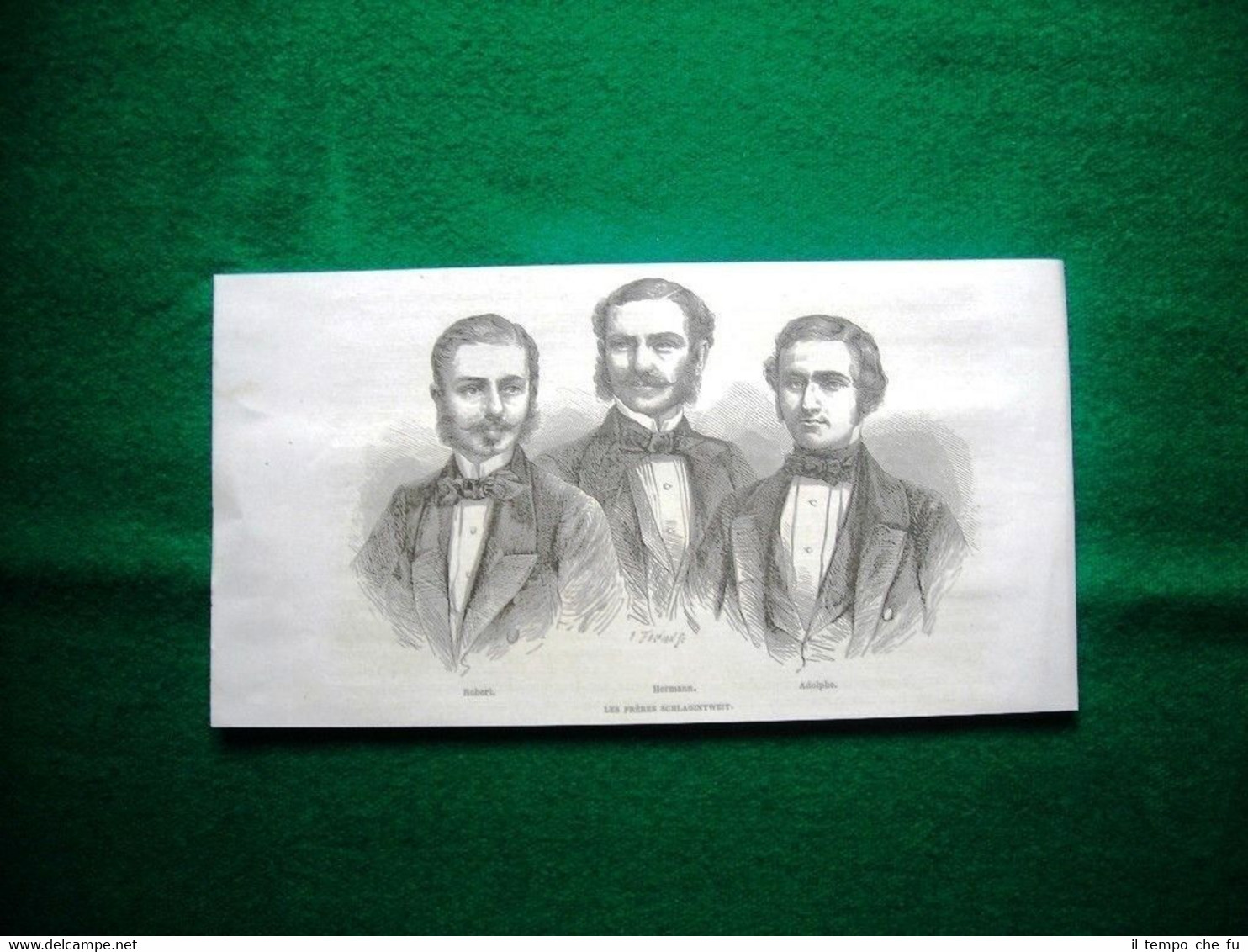 Gravure année 1860 Les frères schlagintweit - Robert, Hermann, Adolphe