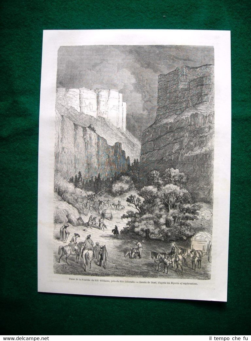 Gravure année 1860 Passe de la Fourche du Bill Williams, …